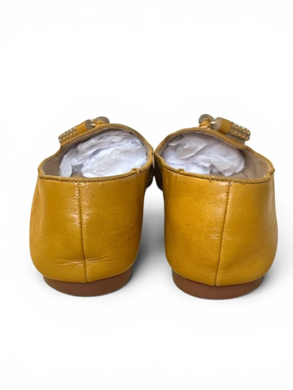 Zara Trafaluc Yellow Leather Loafer Flats With Tassel Detail Size 37